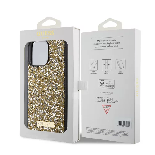 Guess - Strassz Fém Logó (GUHCP15LPFGSBSD) - iPhone 15 Pro - Sárga