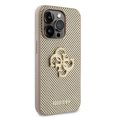 Guess - Perforált Bőr 4G (GUHCP15LPSP4LGD) - iPhone 15 Pro - Arany