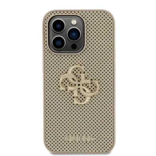 Guess - Perforált Bőr 4G (GUHCP15LPSP4LGD) - iPhone 15 Pro - Arany