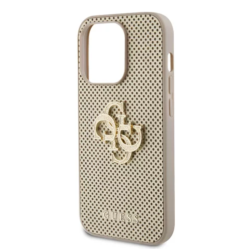 Guess - Perforált Bőr 4G (GUHCP15LPSP4LGD) - iPhone 15 Pro - Arany
