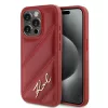 Karl Lagerfeld - Diagonal Quilted Script (KLHCP15LPQDSMGR) - iPhone 15 Pro - Red