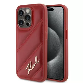   Karl Lagerfeld - Diagonal Quilted Script (KLHCP15LPQDSMGR) - iPhone 15 Pro - Red