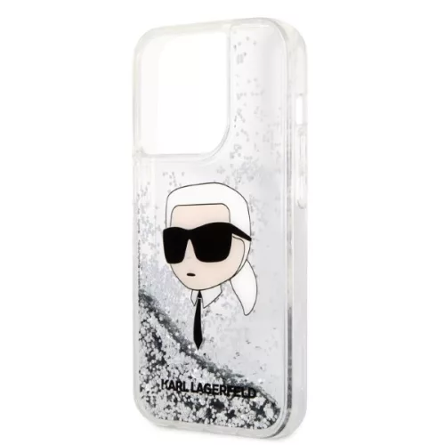 Karl Lagerfeld - Hardcase Glitter (KLHCP14LLNKHCH) - iPhone 14 Pro - Silver Karl Head