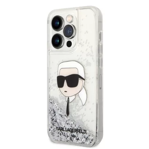 Karl Lagerfeld - Hardcase Glitter (KLHCP14LLNKHCH) - iPhone 14 Pro - Silver Karl Head