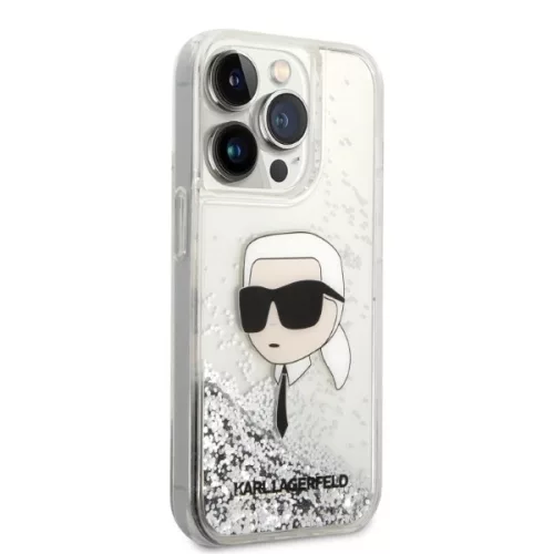 Karl Lagerfeld - Hardcase Glitter (KLHCP14LLNKHCH) - iPhone 14 Pro - Silver Karl Head