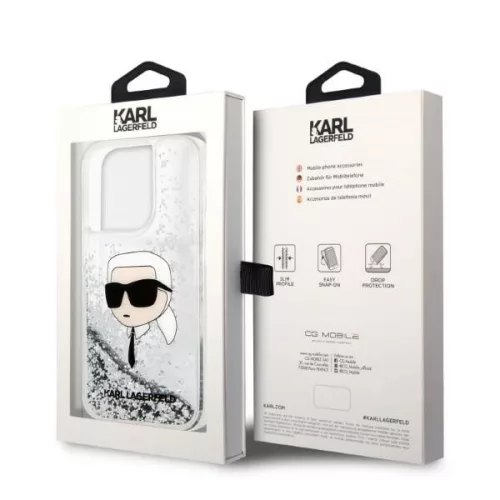 Karl Lagerfeld - Hardcase Glitter (KLHCP14LLNKHCH) - iPhone 14 Pro - Silver Karl Head