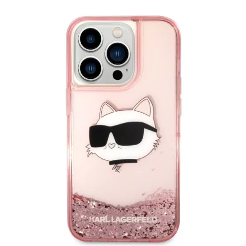 Karl Lagerfeld - Hardcase Glitter (KLHCP14LLNCHCP) - iPhone 14 Pro - Pink Choupette Head