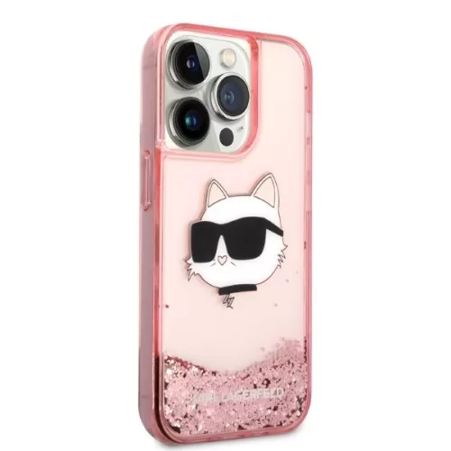 Karl Lagerfeld - Hardcase Glitter (KLHCP14LLNCHCP) - iPhone 14 Pro - Pink Choupette Head
