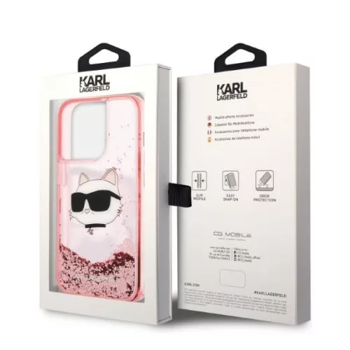 Karl Lagerfeld - Hardcase Glitter (KLHCP14LLNCHCP) - iPhone 14 Pro - Pink Choupette Head