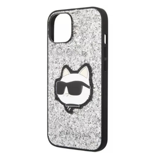 Karl Lagerfeld - Hardcase Glitter (KLHCP14MG2CPS) - iPhone 14 Plus - Silver Choupette Patch