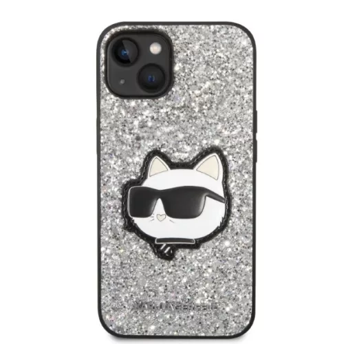Karl Lagerfeld - Hardcase Glitter (KLHCP14MG2CPS) - iPhone 14 Plus - Silver Choupette Patch