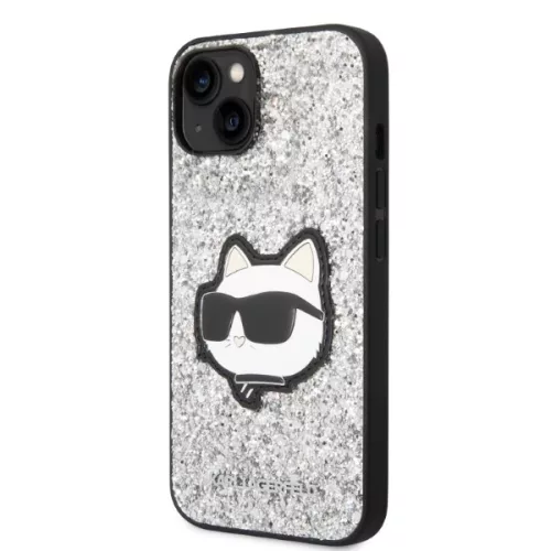 Karl Lagerfeld - Hardcase Glitter (KLHCP14MG2CPS) - iPhone 14 Plus - Silver Choupette Patch