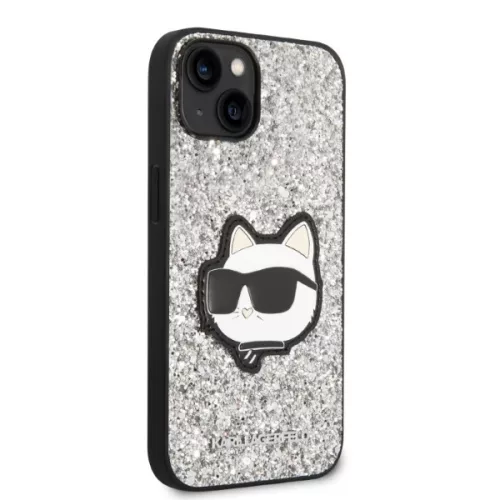 Karl Lagerfeld - Hardcase Glitter (KLHCP14MG2CPS) - iPhone 14 Plus - Silver Choupette Patch