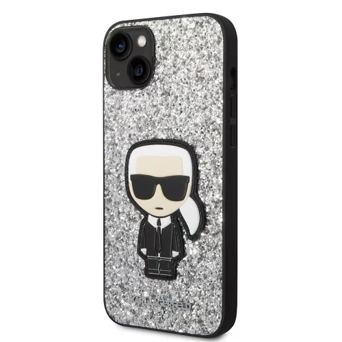 Karl Lagerfeld - Hardcase Glitter (KLHCP14MGFKPG) - iPhone 14 Plus - Silver Flakes Ikonik