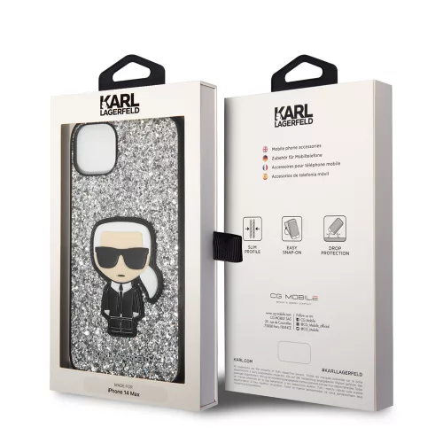 Karl Lagerfeld - Hardcase Glitter (KLHCP14MGFKPG) - iPhone 14 Plus - Silver Flakes Ikonik