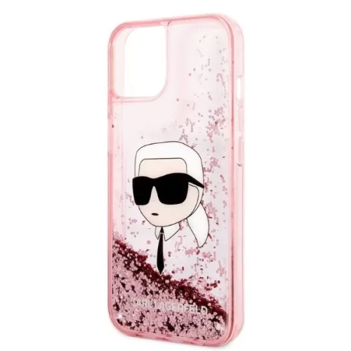 Karl Lagerfeld - Hardcase Glitter (KLHCP14MLNKHCP) - iPhone 14 Plus - Pink Karl Head