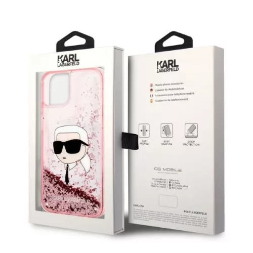 Karl Lagerfeld - Hardcase Glitter (KLHCP14MLNKHCP) - iPhone 14 Plus - Pink Karl Head