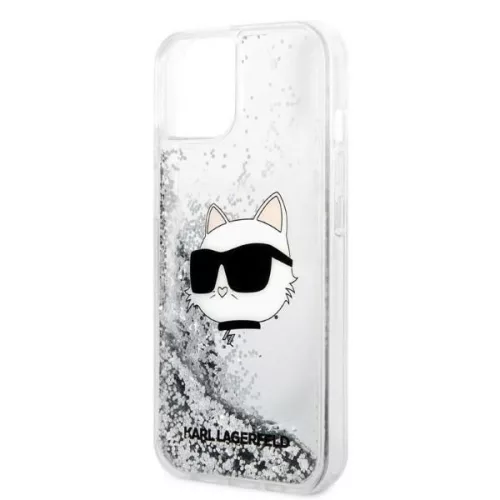 Karl Lagerfeld - Hardcase Glitter (KLHCP14MLNCHCS) - iPhone 14 Plus - Silver Choupette Head
