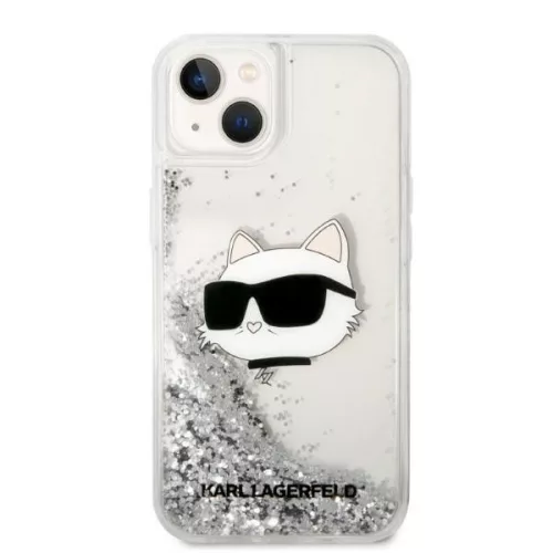 Karl Lagerfeld - Hardcase Glitter (KLHCP14MLNCHCS) - iPhone 14 Plus - Silver Choupette Head