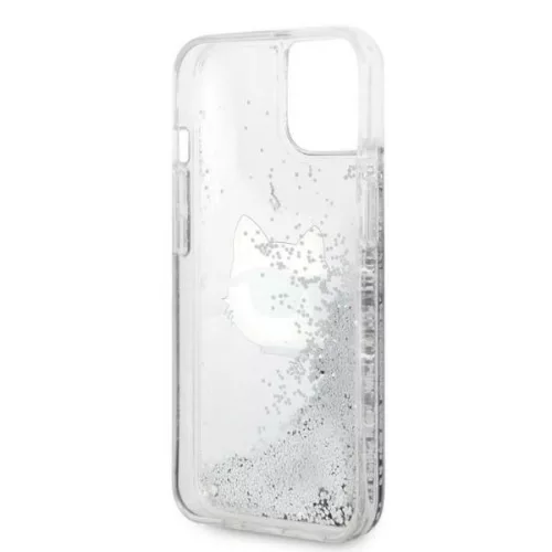 Karl Lagerfeld - Hardcase Glitter (KLHCP14MLNCHCS) - iPhone 14 Plus - Silver Choupette Head