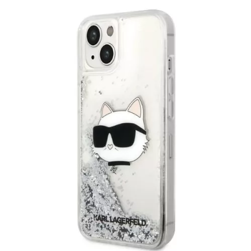 Karl Lagerfeld - Hardcase Glitter (KLHCP14MLNCHCS) - iPhone 14 Plus - Silver Choupette Head