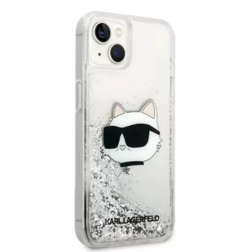 Karl Lagerfeld - Hardcase Glitter (KLHCP14MLNCHCS) - iPhone 14 Plus - Silver Choupette Head