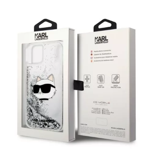 Karl Lagerfeld - Hardcase Glitter (KLHCP14MLNCHCS) - iPhone 14 Plus - Silver Choupette Head
