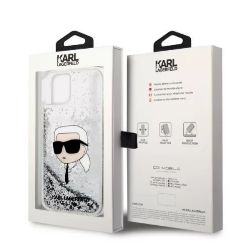 Karl Lagerfeld - Hardcase Glitter (KLHCP14MLNKHCH) - iPhone 14 Plus - Silver Karl Head