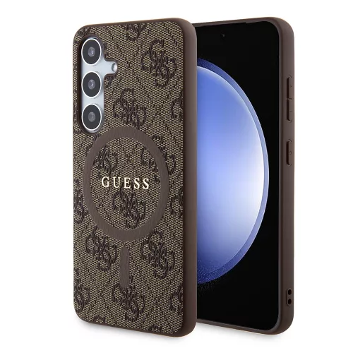 Guess - 4G Bőr Kollekció MagSafe (GUHMS24SG4GFRW) - Samsung Galaxy S24 - Barna