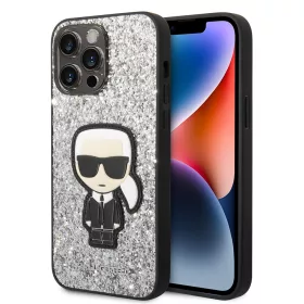   Karl Lagerfeld - Hardcase Glitter (KLHCP14XGFKPG) - iPhone 14 Pro Max - Silver Flakes Ikonik