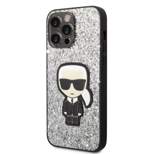 Karl Lagerfeld - Hardcase Glitter (KLHCP14XGFKPG) - iPhone 14 Pro Max - Silver Flakes Ikonik