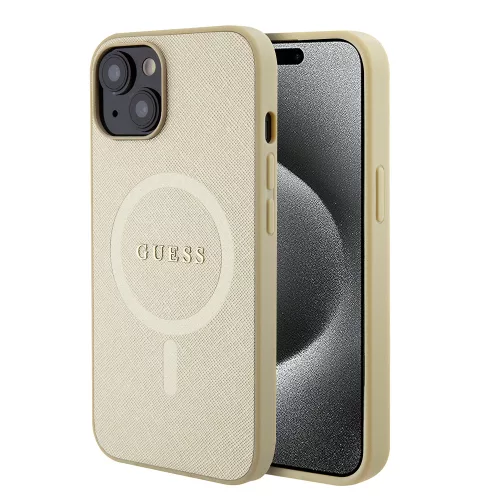 Guess - Saffiano MagSafe (GUHMP15MPSAHMCB) - iPhone 15 Plus - Arany