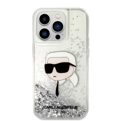 Karl Lagerfeld - Hardcase Glitter (KLHCP14XLNKHCH) - iPhone 14 Pro Max - Silver Karl Head