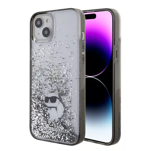 Karl Lagerfeld - Hardcase Liquid Glitter (KLHCP15MLKCNSK) - iPhone 15 Plus - Transparent Choupette