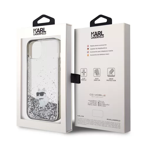 Karl Lagerfeld - Hardcase Liquid Glitter (KLHCP15MLKCNSK) - iPhone 15 Plus - Transparent Choupette