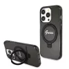Guess - Gyűrűs Tartó Csillámos Felirat MagSafe (GUHMP15LHRSGSK) - iPhone 15 Pro - Fekete