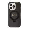 Guess - Gyűrűs Tartó Csillámos Felirat MagSafe (GUHMP15LHRSGSK) - iPhone 15 Pro - Fekete
