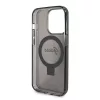 Guess - Gyűrűs Tartó Csillámos Felirat MagSafe (GUHMP15LHRSGSK) - iPhone 15 Pro - Fekete
