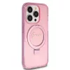 Guess - Gyűrűs Tartó Csillámos Felirat MagSafe (GUHMP15LHRSGSP) - iPhone 15 Pro - Rózsaszín