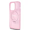 Guess - Gyűrűs Tartó Csillámos Felirat MagSafe (GUHMP15LHRSGSP) - iPhone 15 Pro - Rózsaszín
