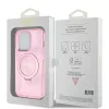 Guess - Gyűrűs Tartó Csillámos Felirat MagSafe (GUHMP15LHRSGSP) - iPhone 15 Pro - Rózsaszín