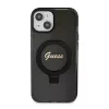 Guess - Gyűrűs Tartó Csillámos Felirat MagSafe (GUHMP15MHRSGSK) - iPhone 15 Plus - Fekete
