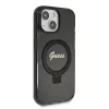 Guess - Gyűrűs Tartó Csillámos Felirat MagSafe (GUHMP15MHRSGSK) - iPhone 15 Plus - Fekete