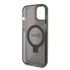 Guess - Gyűrűs Tartó Csillámos Felirat MagSafe (GUHMP15MHRSGSK) - iPhone 15 Plus - Fekete