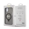 Guess - Gyűrűs Tartó Csillámos Felirat MagSafe (GUHMP15MHRSGSK) - iPhone 15 Plus - Fekete