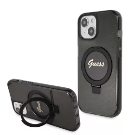   Guess - Gyűrűs Tartó Csillámos Felirat MagSafe (GUHMP15SHRSGSK) - iPhone 15 - Fekete