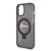 Guess - Gyűrűs Tartó Csillámos Felirat MagSafe (GUHMP15SHRSGSK) - iPhone 15 - Fekete