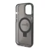 Guess - Gyűrűs Tartó Csillámos Felirat MagSafe (GUHMP15SHRSGSK) - iPhone 15 - Fekete