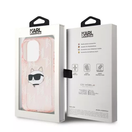 Karl Lagerfeld - IML Luxury (KLHCP15LHKLPCHP) - iPhone 15 Pro - Pink Choupette Head&Monogram