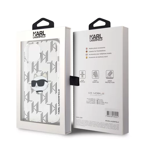 Karl Lagerfeld - IML Luxury (KLHCP15SHKLPCHT) - iPhone 15 - Transparent Choupette Head&Monogram